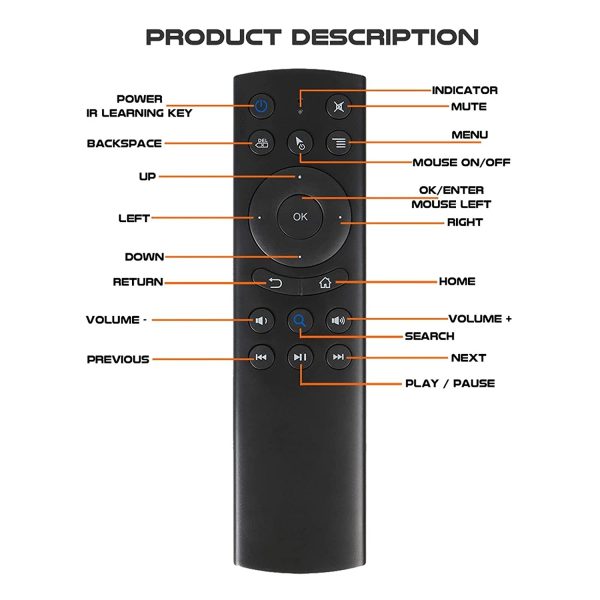 RKTech G20BTS Air Mouse Gyroscope Learning BT5.0 Backlit Smart Voice Wireless Remote Control for Android TV Box Smart Voice Remote Control - Image 4