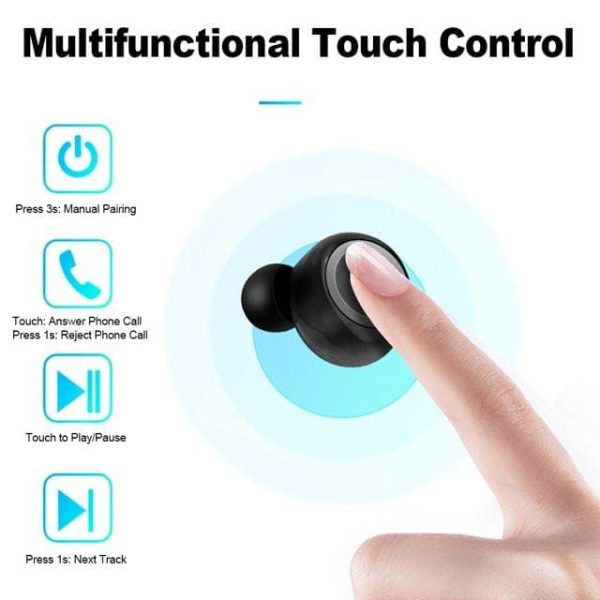 RKTech SQ-W1 TWS Stereo Sound Headset Bluetooth 5.0 Wireless Twins Earbuds Earphones - Image 6