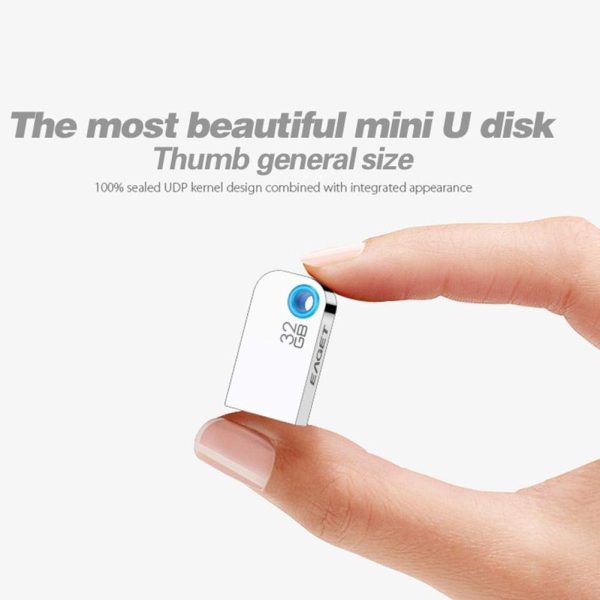 Eaget U9L 32GB Mini USB2.0 Silver Metal Waterproof U Disk Flash Drive Super Fast Metal Pendrive - Image 2