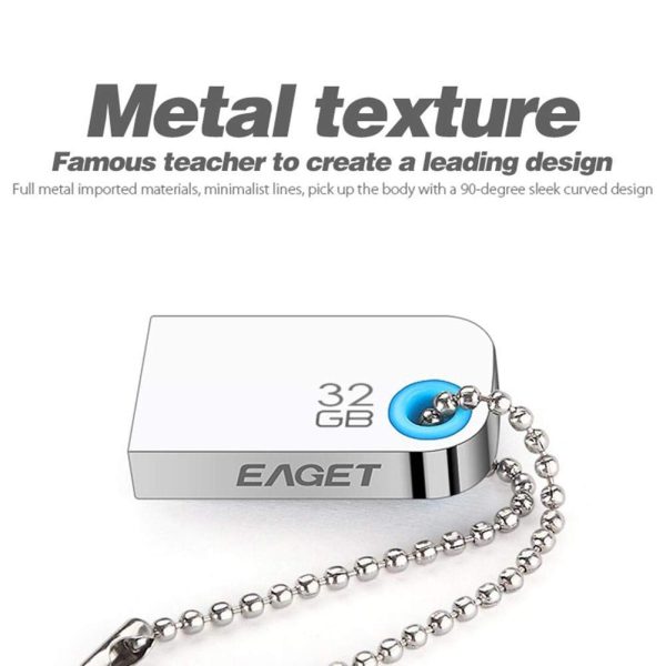 Eaget U9L 32GB Mini USB2.0 Silver Metal Waterproof U Disk Flash Drive Super Fast Metal Pendrive - Image 3