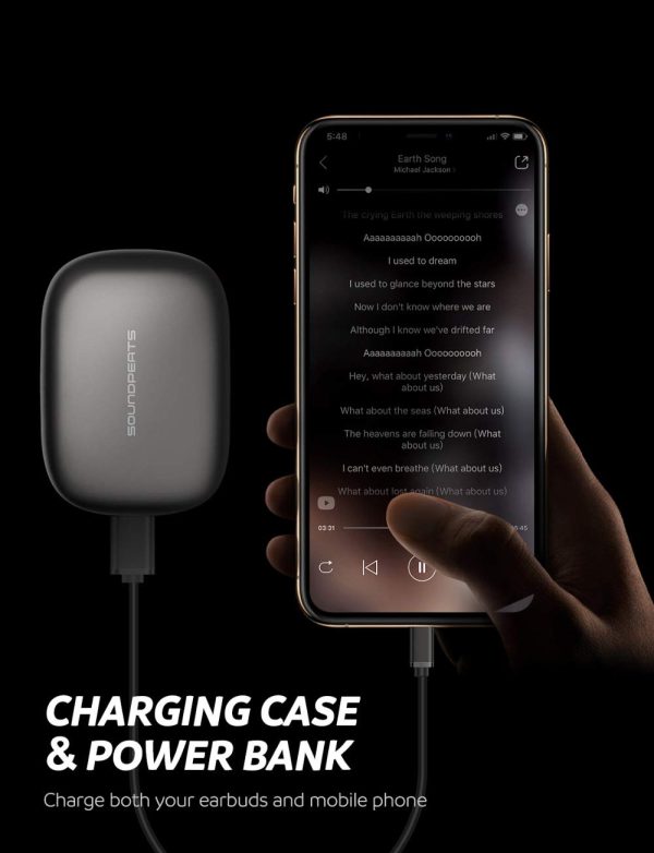 SoundPEATS Q45-TrueShift TWS True Wireless Bluetooth 5.0 Earphones in-Ear Headphones IPX7 Waterproof Earbuds Headset with Mic- Upto 100 Hours Battery-Life, USB-C Charging, Touch-Controls (Black) - Image 4