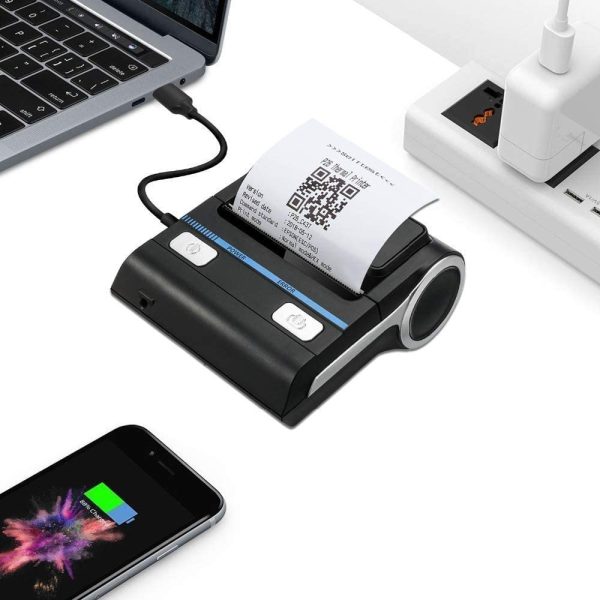 Milestone MHT P8001 Thermal Printer Bluetooth Printer Android POS 2 Inch Receipt Bill Printer Printing Machine for Small Business, Restaurant Swiggy Zomato KOT, Shopping Mall, Mini Market + 5pcs Thermal Roll - Image 2