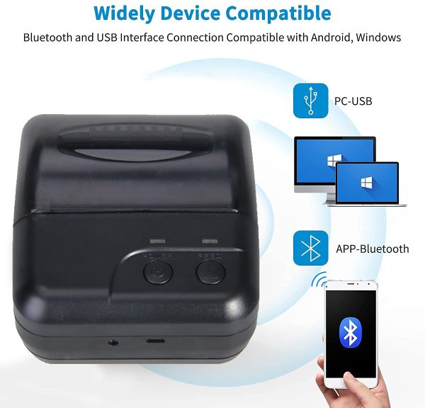 F2C 80mm Thermal Billing Receipt Printer Portable Mini Wireless Bluetooth 3 inch Thermal USB Receipt Printer with 2600mAh Rechargeable Battery, Compatible with Android Window - Image 2