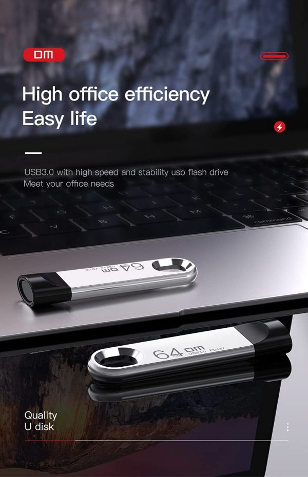 DM PD137 USB Flash Drive, 128GB Metal Pendrive High Speed USB 3.0 Memory Stick - Image 2