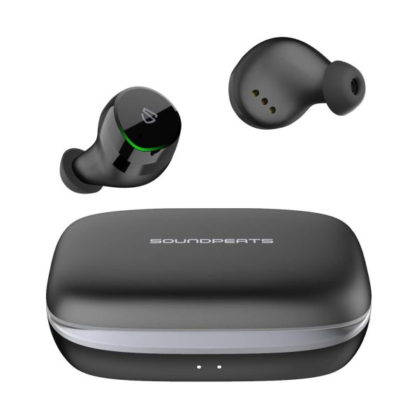 SoundPEATS Q45-TrueShift TWS True Wireless Bluetooth 5.0 Earphones in-Ear Headphones IPX7 Waterproof Earbuds Headset with Mic- Upto 100 Hours Battery-Life, USB-C Charging, Touch-Controls (Black)