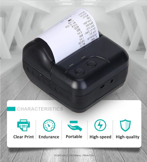 F2C 80mm Thermal Billing Receipt Printer Portable Mini Wireless Bluetooth 3 inch Thermal USB Receipt Printer with 2600mAh Rechargeable Battery, Compatible with Android Window - Image 5
