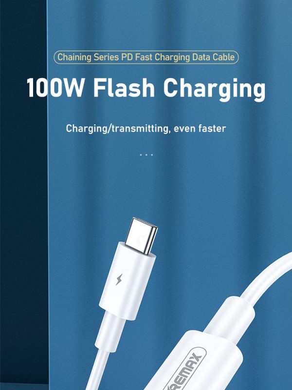 REMAX RC 175C 3.0 Series PD 65W Type C to C Fast Charging Data Cable (1 Miter) - Image 3