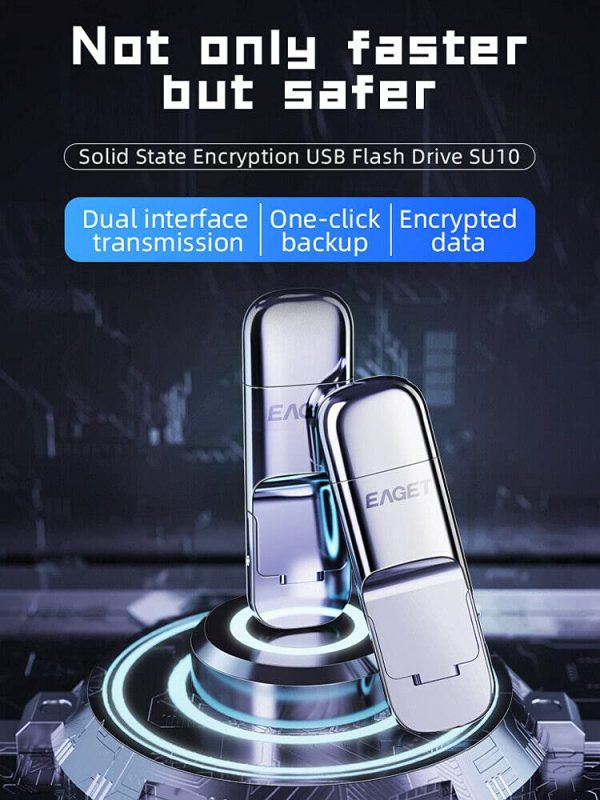 EAGET SU10 128GB USB3.1 Type-C Ultra High Speed encrypted Mobile Solid State Drive encrypted USB Flash Drive for Mobile Phone and Computer - Image 4