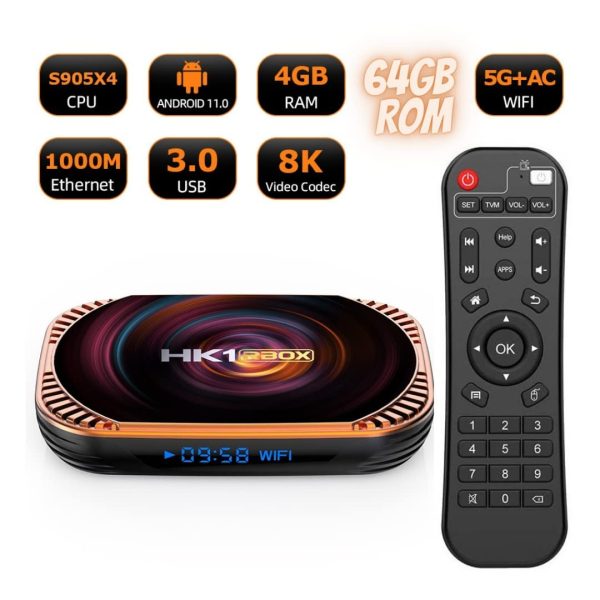 RKTech HK1 RBOX X4 8K 4GB RAM 64GB ROM Amlogic S905X4 Android 11.0 8K Mini PC Box Smart Box 2.5G + 5G Dual WiFi Bluetooth 4.1 1000M Ethernet 8K HD Support - Image 3
