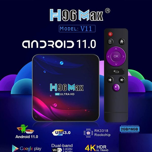 RKTech H96 Max V11 Mini PC Box with Android OS, Bluetooth, WiFi 2.4G + 5.0G Dual WiFi, RK3318 Quad Core Processor, (4GB RAM 64 GB ROM) - Image 2