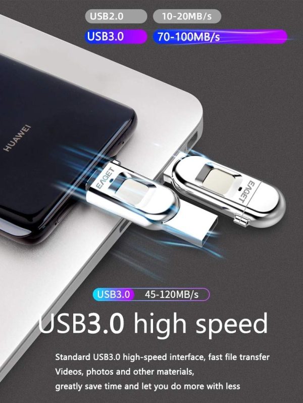 EAGET FU68 32GB USB3.0 Type-C Fingerprint Encrypted Flash Drives U Disk Type C Fingerprint Pendrive - Image 5