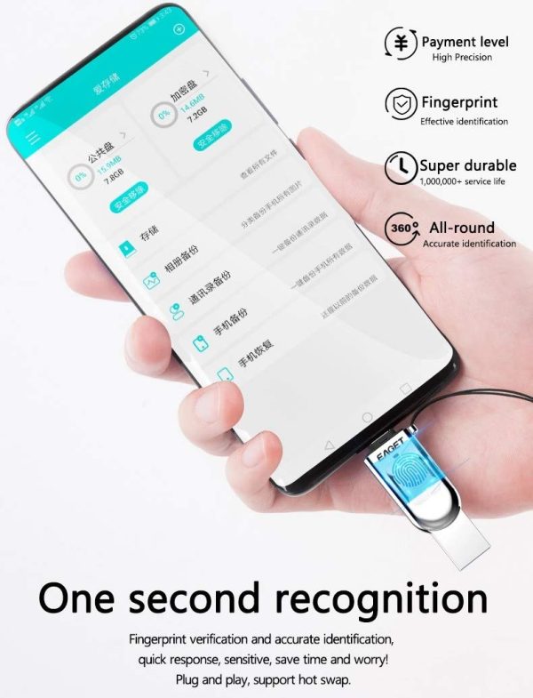 EAGET FU68 32GB USB3.0 Type-C Fingerprint Encrypted Flash Drives U Disk Type C Fingerprint Pendrive - Image 4