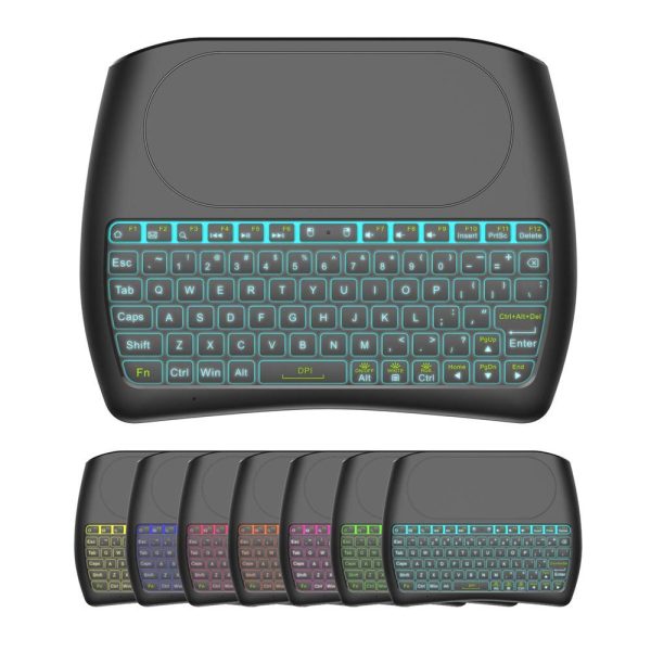 RKTech D8 USB 2.4G Wireless Mini Keyboard with 4.5 inch Touchpad Air Mouse Remote 7 Color Backlight Smart Remote Control