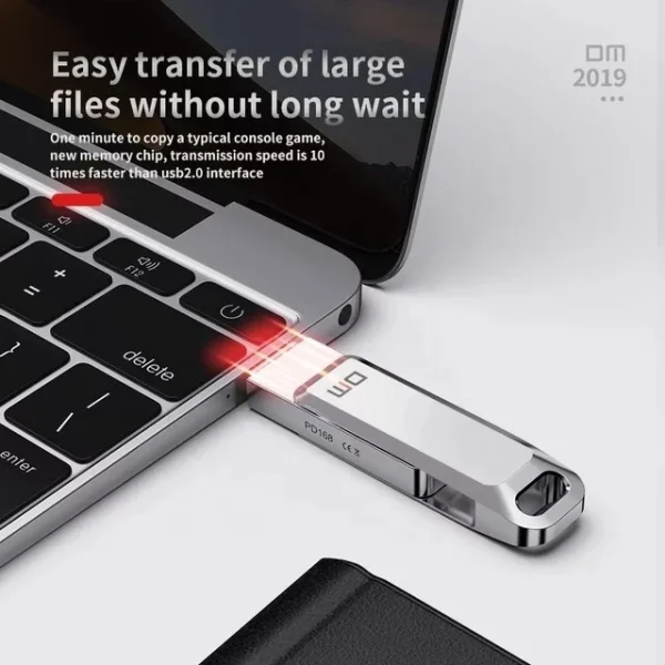 DM PD168 Pendrive 128GB USB 3.1 Type C High-Speed Zinc Alloy Metal Pen drive for Smartphone, PC, Laptop, Mac Book, Computer - Image 5