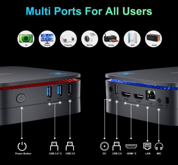 Blackview MP60 Mini PC, 16GB+512GB, Windows 11 Pro Intel Jasper Lake N5095 up to 2.9GHz Micro PC Support 2TB Expansion, Dual 4K HDMI Display, Dual WiFi, BT4.2, Compact and Efficient Micro Desktop Computer - Image 5
